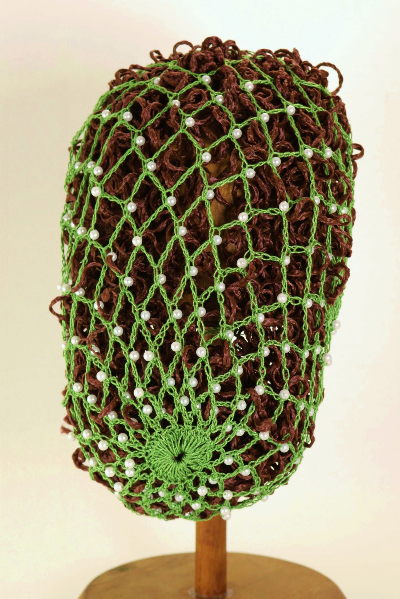 Hand Crocheted Snood - Sage Green / Pearls - Tall Toad