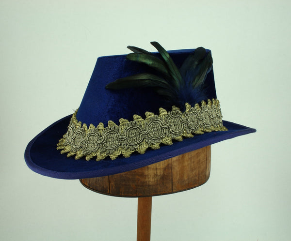 Tall Hat - Blue / Gold Smooth Velvet - Tall Toad