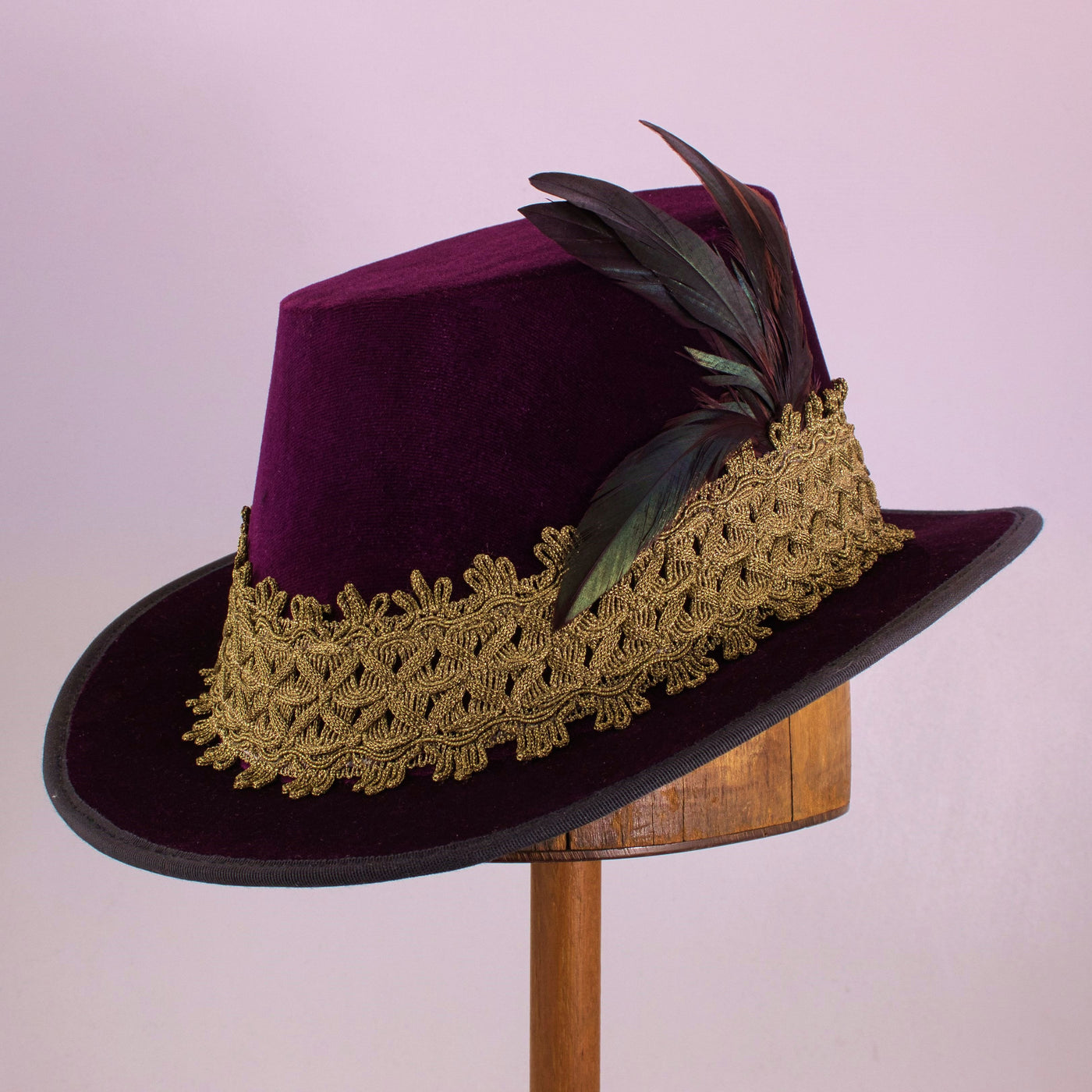 Tall Hat - Eggplant / Gold Smooth Velvet - Tall Toad