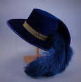 Smooth Velvet Cavalier - Blue / Gold / Blue Feathers - Tall Toad