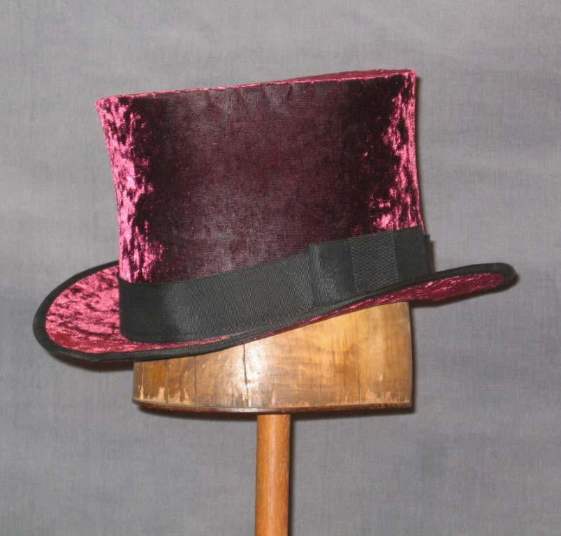 Top Hat - Wine Crushed Velvet - Tall Toad