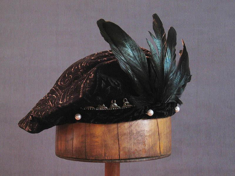 Pearled Willoughby Beret - Black / Gold - Tall Toad