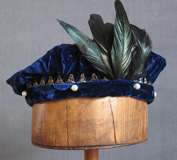 Pearled Willoughby Beret - Royal Blue / Gold - Tall Toad